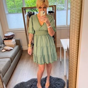 NWT Max Studio Floral Surplice Neck Ruffled Dress, size XS